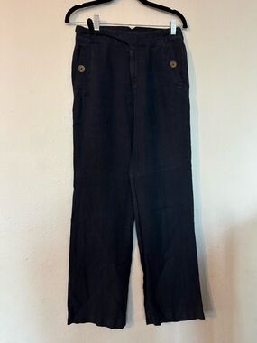 Comptoir Des Cotonniers Black Wide-Leg Linen Chinos